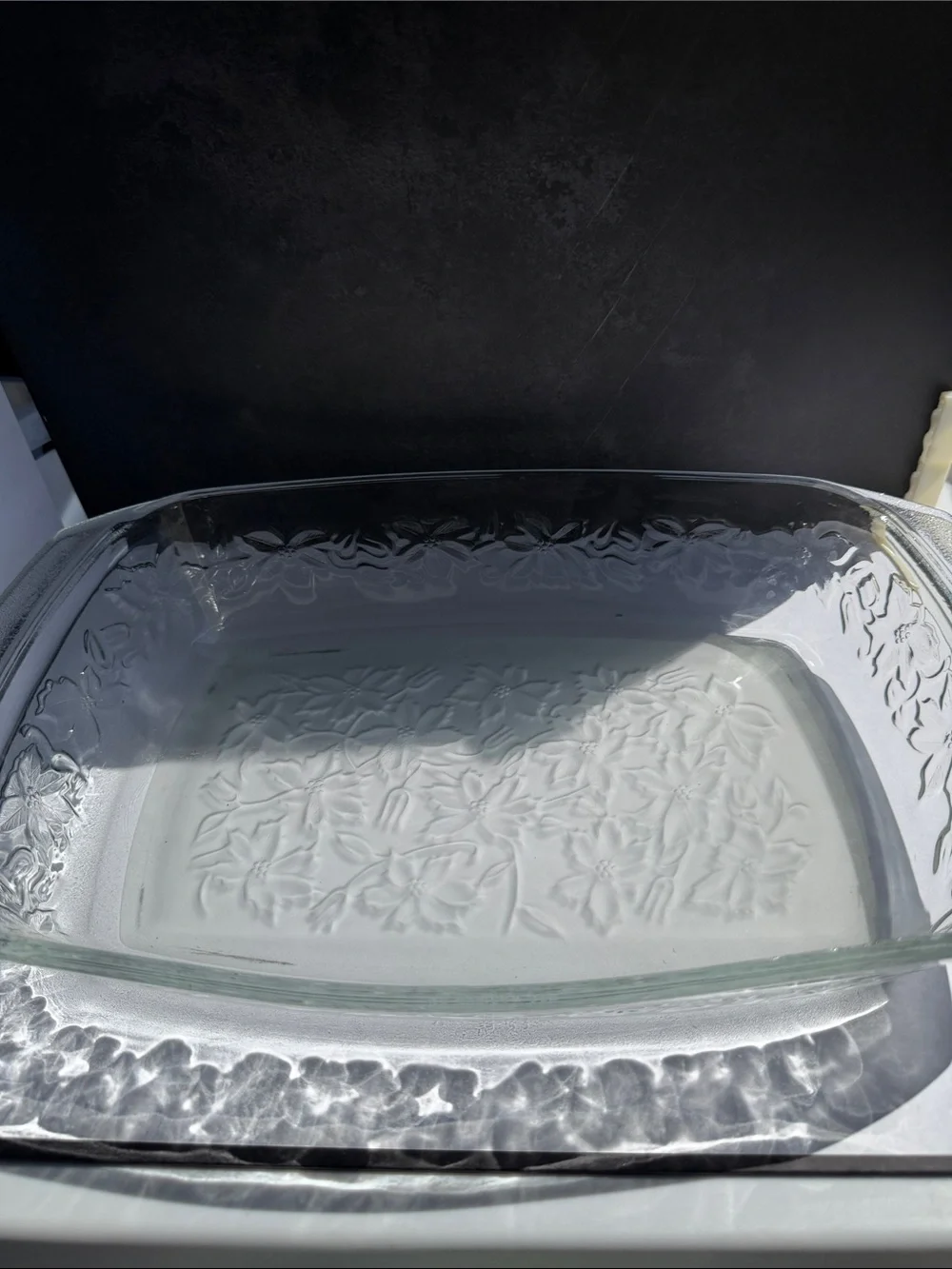 Clear Embossed Glass Baking Dish - White/Clear